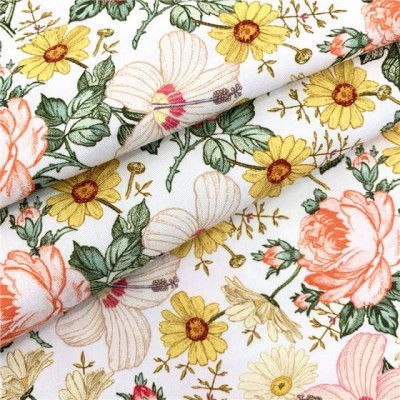 2022 Fashion 100% Cotton Floral Printed Satin Fabric Silk Floral Print Cotton Fabric For Dress